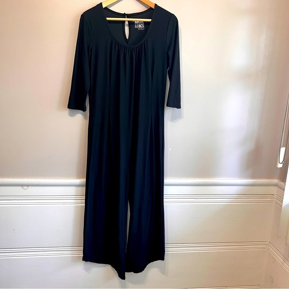 The Original Muk Luks Black Jumpsuit Size XS Stretchy Soft Comfy EUC